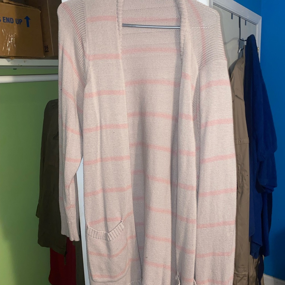 Torrid Pink and Cream Striped Cardigan
